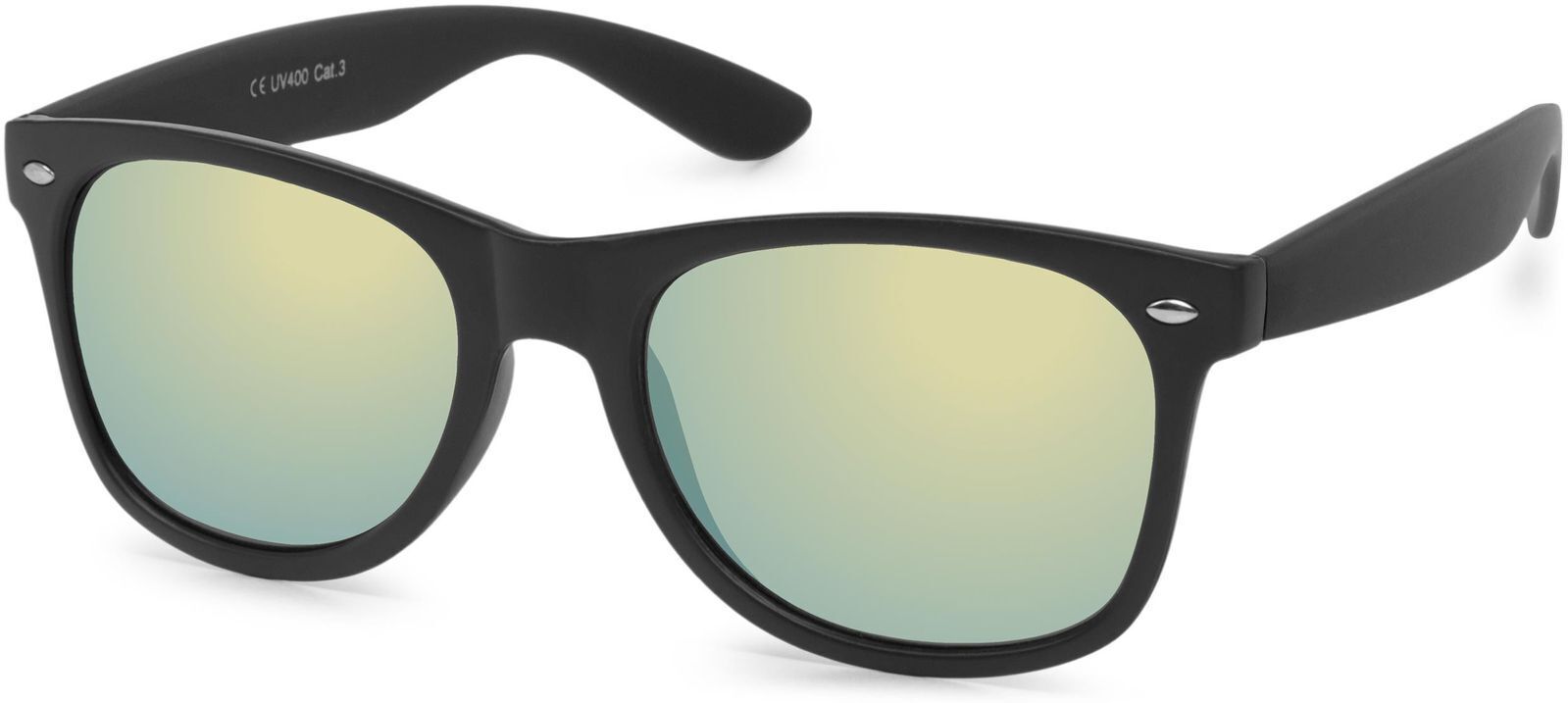 Wayfarer STYLEBREAKER "Nerd Sonnenbrille mit Rechteckigen Gläsern", Herren, gelb (gestell schwarz matt, glas gelb), Modisch, Sonnenbrillen Wayfarer