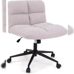 COSTWAY Maßgeschneiderter Stuhl mit Rollen, Drehstuhl ohne Armlehnen, Schreibtischstuhl mit breiter Sitzfläche, Bürostuhl, Schminkstuhl