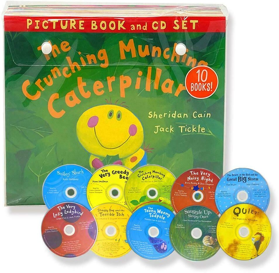 The Crunching Munching Caterpillar 10 Picture Books with CD by Sheridan Cain - Ages 0-5 - Paperback Little Tiger Press Group