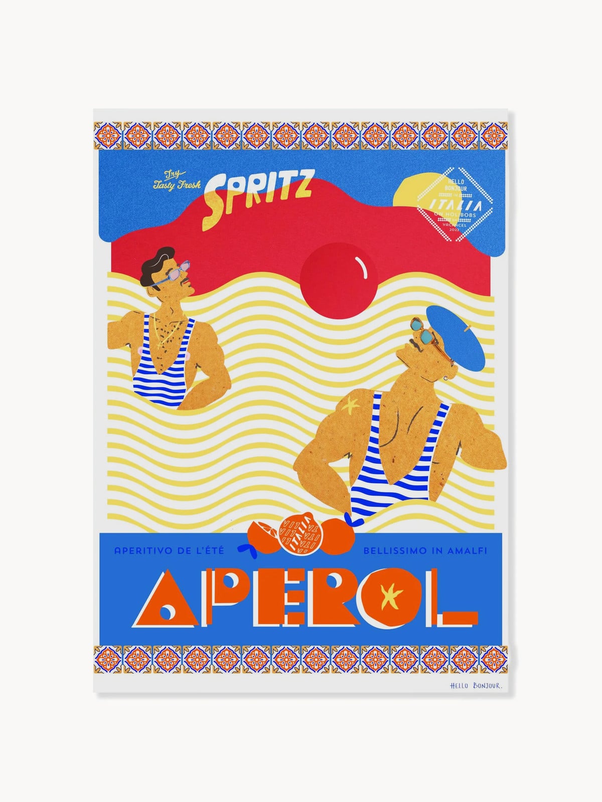 Poster en lijst Hello Bonjour - En Vacances
