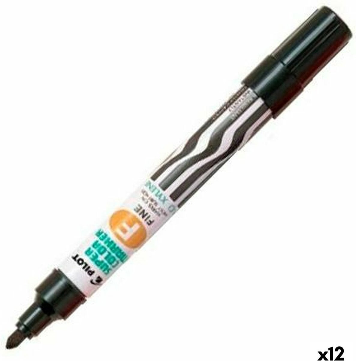 Permanente markeerstift Pilot SCA-F Herlaadbaar Zwart 1 mm (12 Stuks)