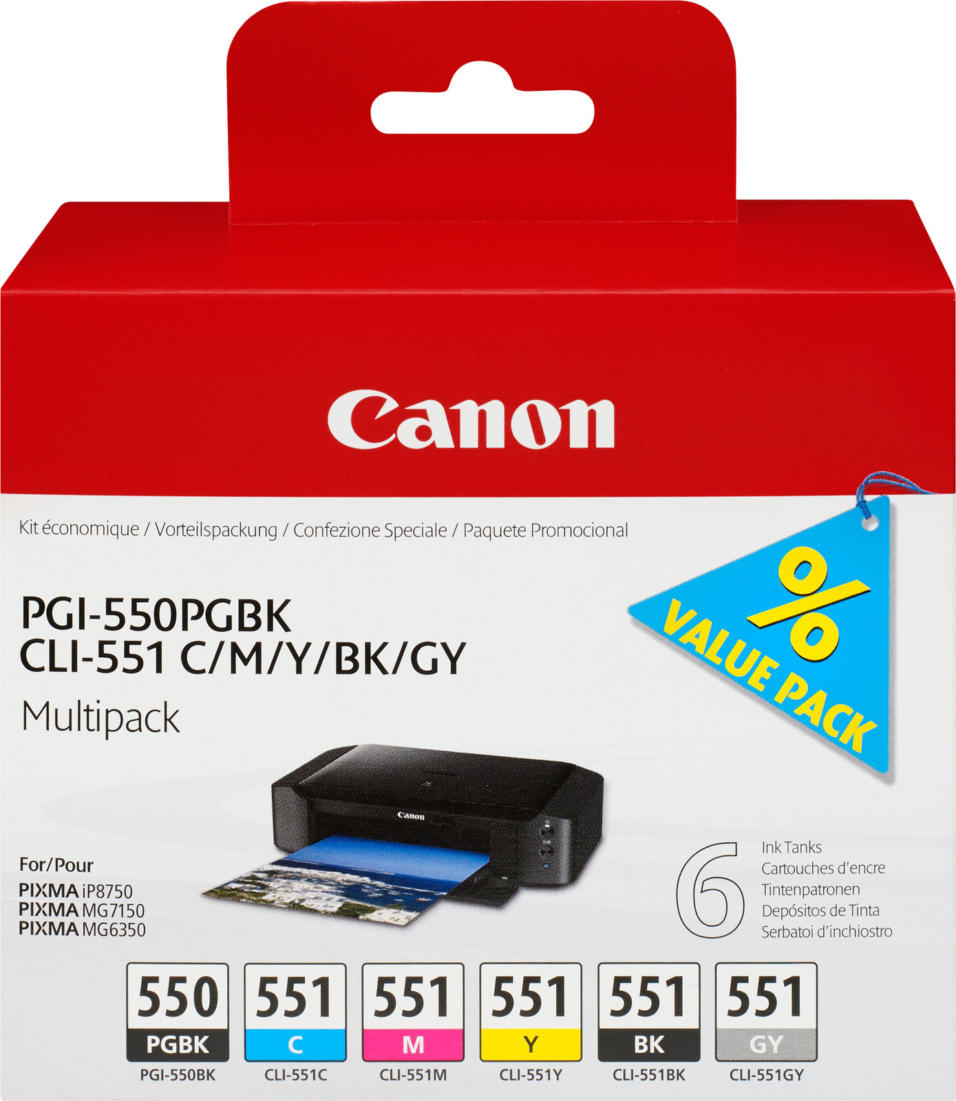 Canon PGI-550 CLI-551 Inktcartridges Multipack voor MP VALPK