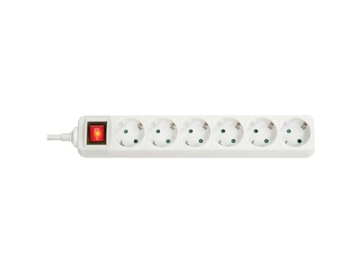 Lindy 73103 Stekkerdoos, 6-voudig, met aan/uit-schakelaar, wit