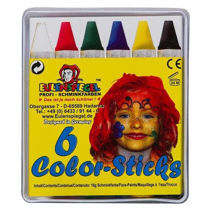 Eulenspiegel Color-Sticks - 6 Stück Schminkstifte (EU626061)