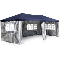 VCM Pavillon   Maße ca. 3x6 m   wasserabweisende 110g / m2 PE Plane   Partyzelt   Gartenzelt mit Stahlgestell   Festivalzelt   Blau