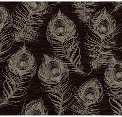 Candice Olson Regal Peacock Black Wallpaper