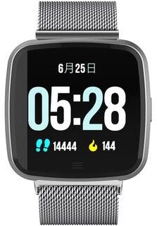 CaseAndConnect DTNO.1 G12 Smart Watch With OLED Display IP67 Waterproof Fitness Tracker Steel Band silver