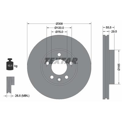 TEXTAR Bremsscheibe PRO+ 92279505 308mm 30mm für VW