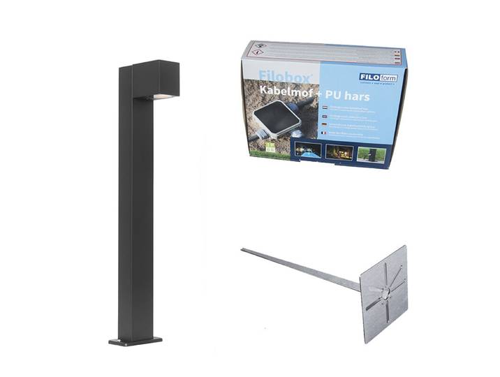Lampe d'extérieur sur pied industrielle noire 65 cm IP44 - Baleno