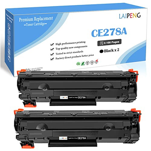 LAIPENG Compatibele CE278A 78A tonercartridges voor HP LaserJet M1536DNF M1536 MFP P1560 P1566 P1600 P1606 P1606DN printers, zwart, 2 stuks