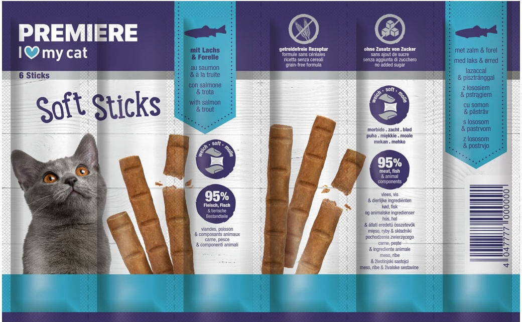 Premiere Cat Snack Soft Sticks 36G SALMONE E TROTA