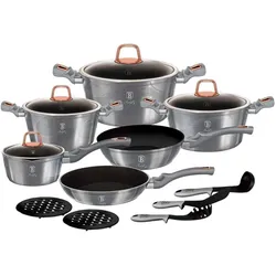 BerlingerHaus Granite Pot Set Bh-6022 Moonlight, Pfannenset + Topfset, Grau
