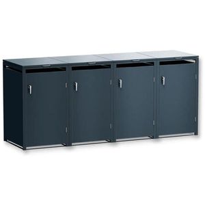 Metzler Mülltonnenbox MMB-1-4X-AN, Metall, für 4 Mülltonnen bis 240 Liter, abschließbar