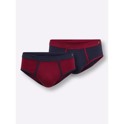 Slip WÄSCHEPUR, Herren, Gr. 8, 2 Stk., bunt (marine, dunkelrot), 100% Baumwolle, Unterhosen Slip