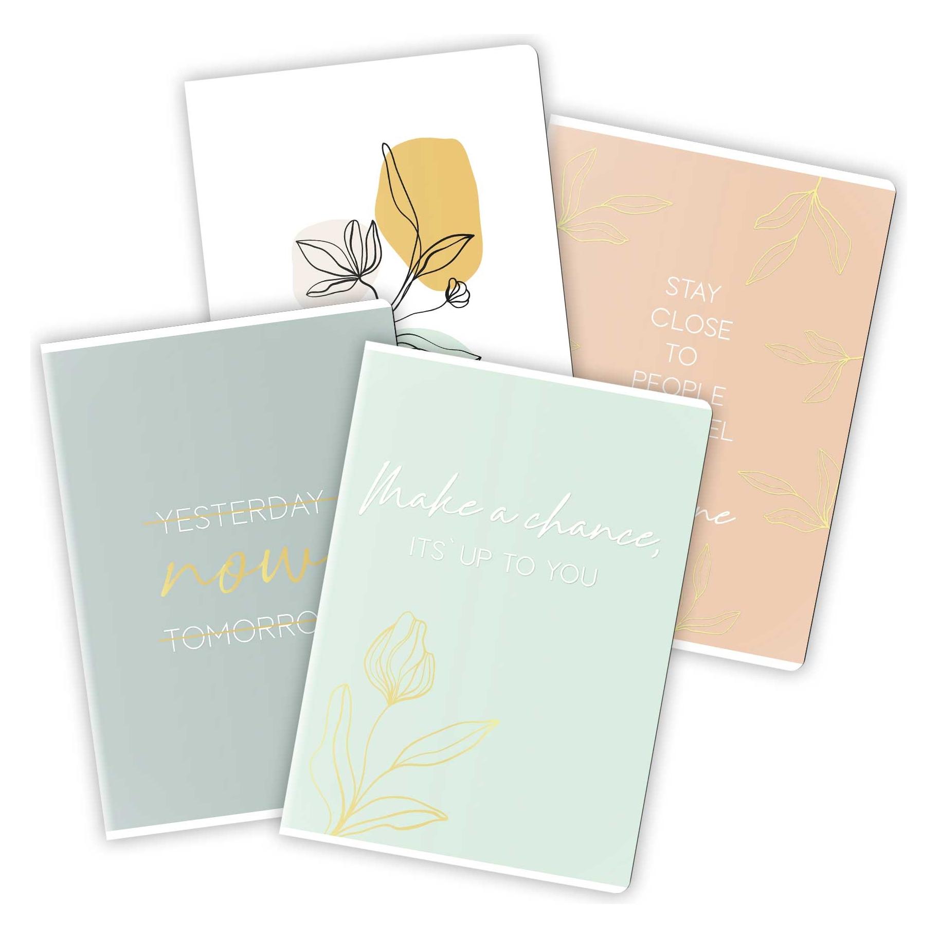 Papierdrachen 4 Schreibhefte DIN A5 - Motiv Mint Gold (A5, Liniert) (75025709)