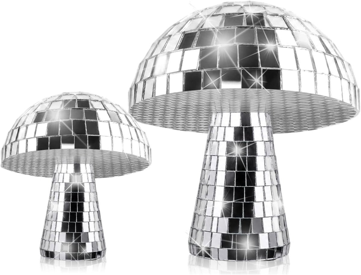 Set van 2 zilveren discopaddenstoelen voor feestelijke decoratie