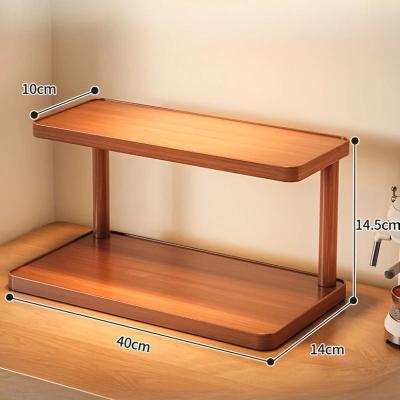 Uplift Essentials Architectural Tiered Management System 2 Tier Natural Wood Countertop Organizer For Gourmet Spices & Tea Rooms 16 In