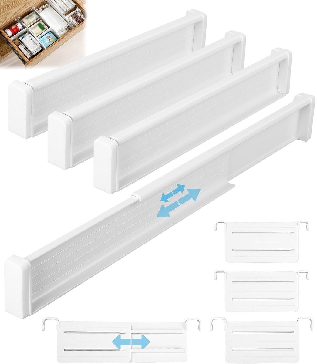 Dailygoods Verstelbare Ladeverdelers - 8 Stuks Uitschuifbare Ladeorganisers voor Keuken, Badkamer of Bureau