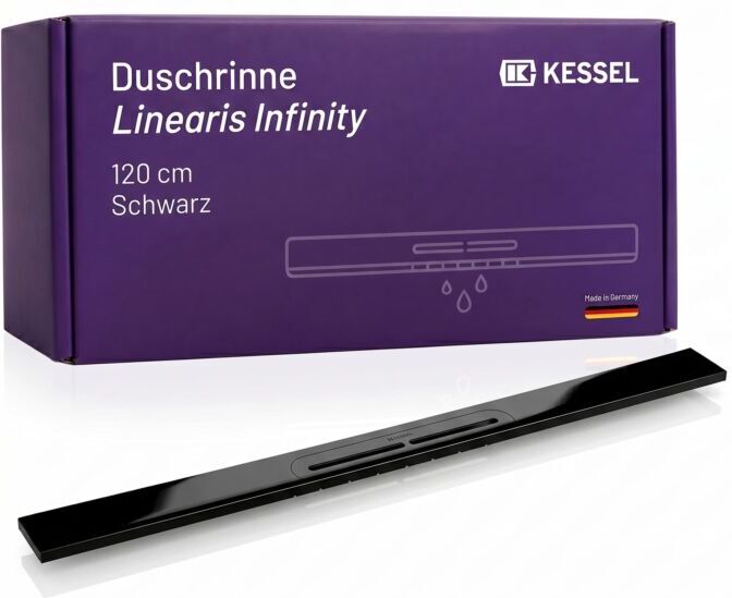 KESSEL Duschrinne Linearis Infinity aus Edelstahl V4A 45202.12 bodengleiche  Design-Duschrinne, individuell verlängerbar, 1200 mm, Black gebürstet