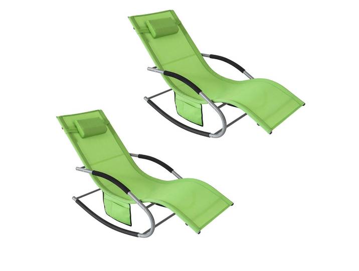 SoBuy Sonnenliege 2 Personen, Gartenliege bis 150kg, Grün, Metall, 63x87x150 cm, Gartenmöbel, Gartenliegen