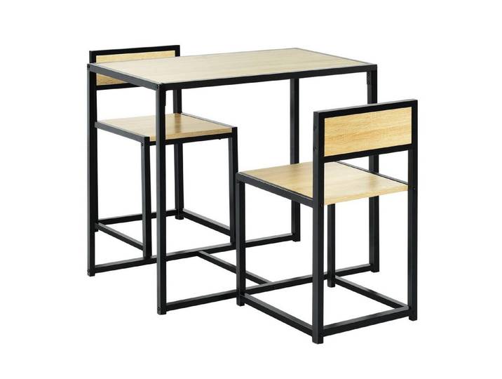 KOMFOTTEU Sitzgruppe Bistrotisch mit 2 Stühlen, (Set, 3-tlg), im Industriedesign(Natur)