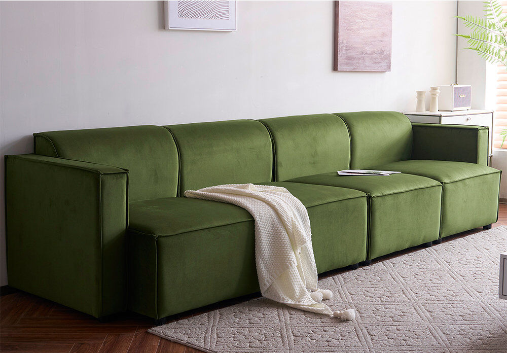 17 Stories Necie Linen Sofa Vine Green 4