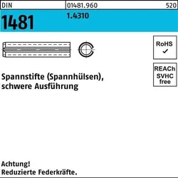 Spannstift DIN 1481 10x 20 1.4310 schwere Ausführung 50 Stück