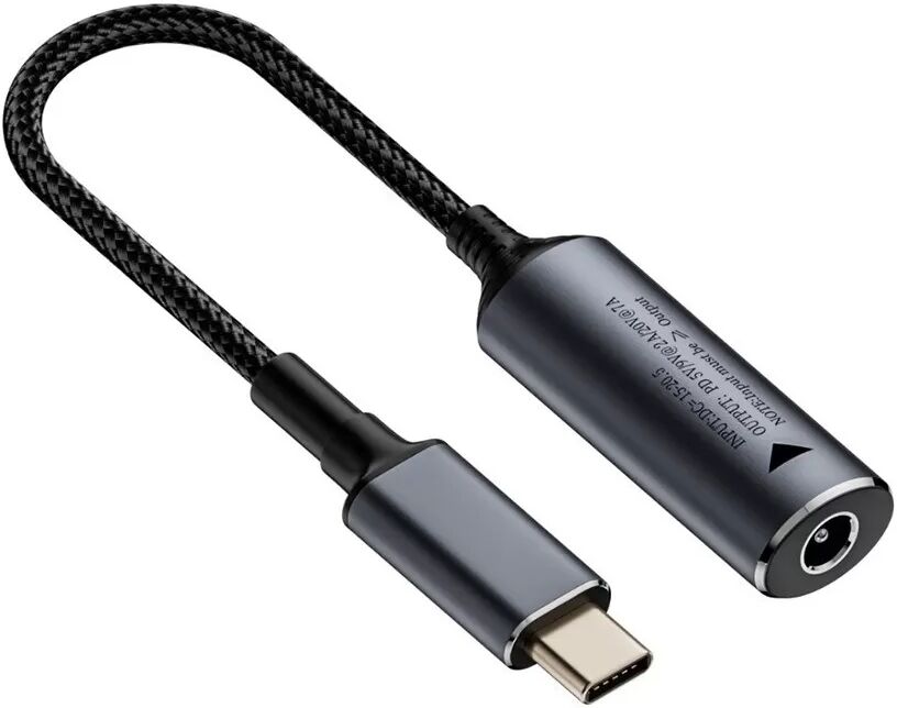 INF 5,5x2,1mm Buchse auf USB-C Stecker 140W Kurzes Kabel Adapter - Power Delivery für Laptops & Mehr