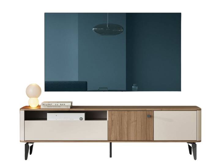 Compleo TV-Schrank nussbaum, Lowboard 180 cm breit JONA TV-Möbel mit Metallfüßen, Nussbaum/Kaschmir