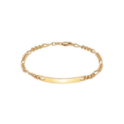 Armkette KUZZOI "Armband Herren ID Platte Figaro Klassisch 925 Silber" Gr. 210, gold, Armbänder, Herren, 210, Silber 925 (Sterlingsilber), Armkette
