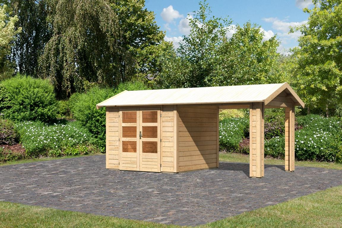 KARIBUHOLZT Aumund 3 Set +1 Dachbauelement naturbelassen, 2,44x2,44x2,42 16904979