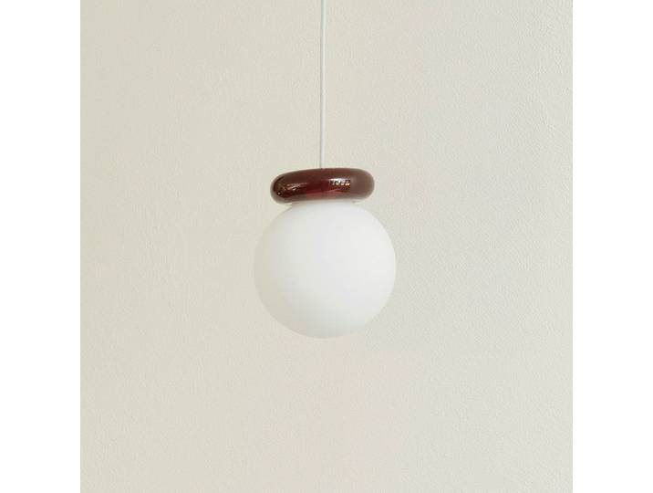 Suspension Hinx, rouge foncé/blanc, verre - Normann Copenhagen - Cuisine - Design - À ampoule unique