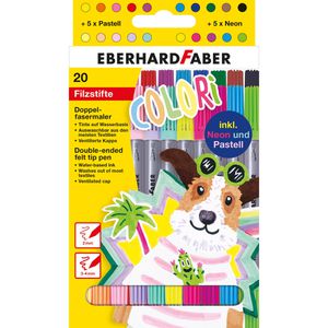 Eberhard-Faber Filzstifte Colori, 550020, Doppelfasermaler 2mm & 3-4mm auswaschbar, 20 Stück
