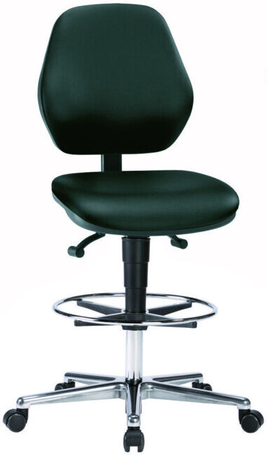 bimos Chaise de travail similicuir noir Hauteur d’assise 620-870 mm avec roulettes / repose-pieds (9131-2571-525)
