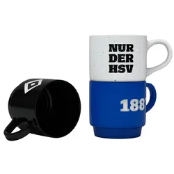Tasse HAMBURGER SV "Hamburger SV Tasse HSV Stapeltassen 3er Set "Hamburger SV", schwarz (mehrfarbig), Trinkgefäße Tasse