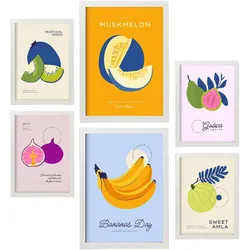 POSTER Set Mit 6 Lebensmittel Und Ernährungs Tropische Früchte A3 & A4 Weißer Rahmen