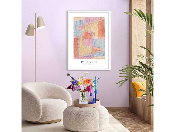 Tableau déco encadré Paul Klee Triangles Impression dans cadre en bois, enduit Orange/Orange 50 x 70 x 2cm