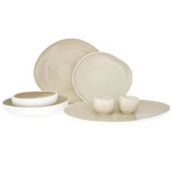 Wave Cream 27-teiliges Tafelservice Set für 6 Personen - Kombiservice aus hochwertigem Porzellan