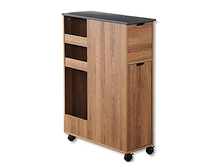 Kesper Nischenregal mit Mülleimer & Rollen, Holzdekor 2485113