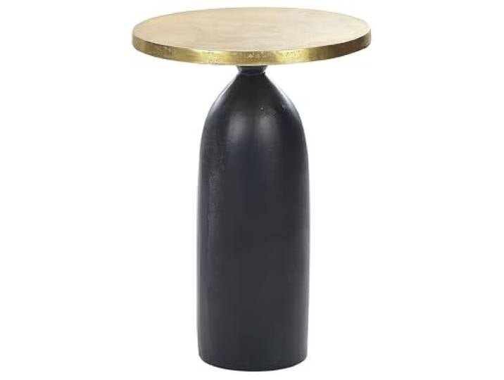 Beliani Beistelltisch Gold Aluminium Rund Anik-Optik mit Säulenfuß Metall, Pulverbeschichtet, Belastbarkeit 16 kg, 36 x 36 x 52 cm