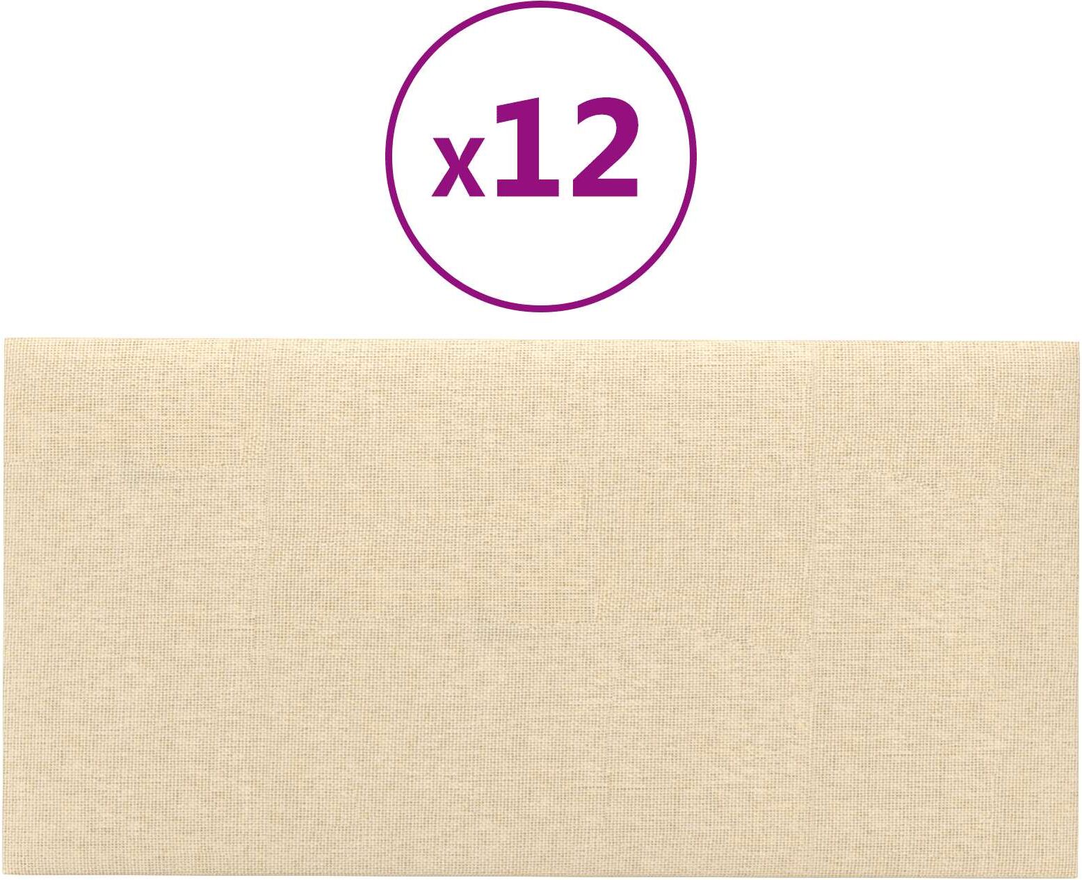 vidaXL Tête de lit murale 12 pc 30 x 15 cm Crème tissu