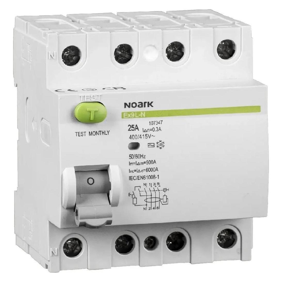 Noark Electric FEHLERSTROMSCHUTZSCHALTER 6 KA 25A 30MA 4P TYP AC EX9L-N. Noark 108331 (108331)