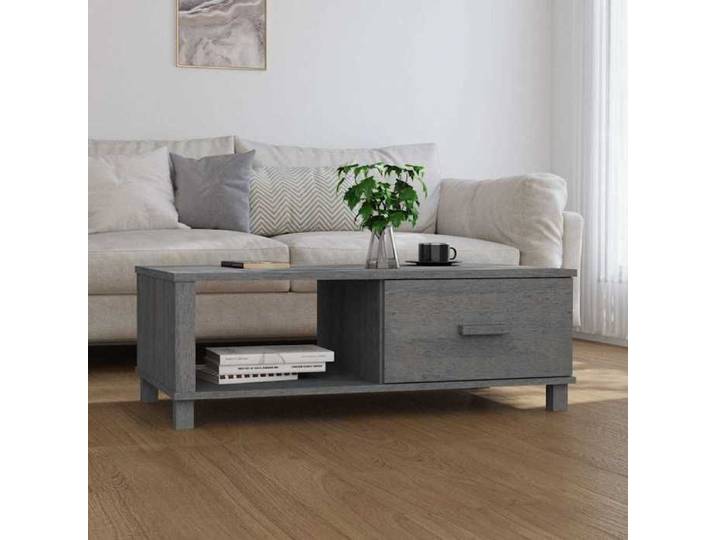 Table basse HAMAR bois pin massif gris foncé industriel Table basse 100x55x35 centimètres décoration