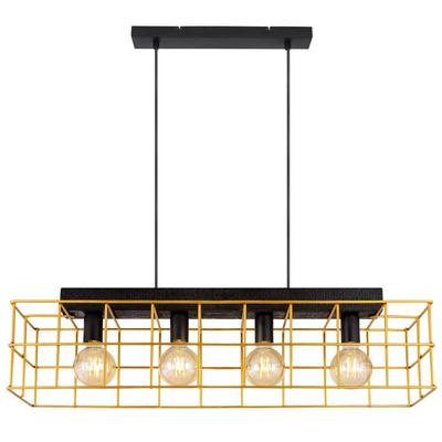 GLOBO LIGHTING Hängeleuchte "MERRIL", gold (schwarz), H: 150cm, 1 Stk., Leuchten, Hängelampe Käfig Betonstahl Gitter schwarz Industrielook, Hängeleuchte