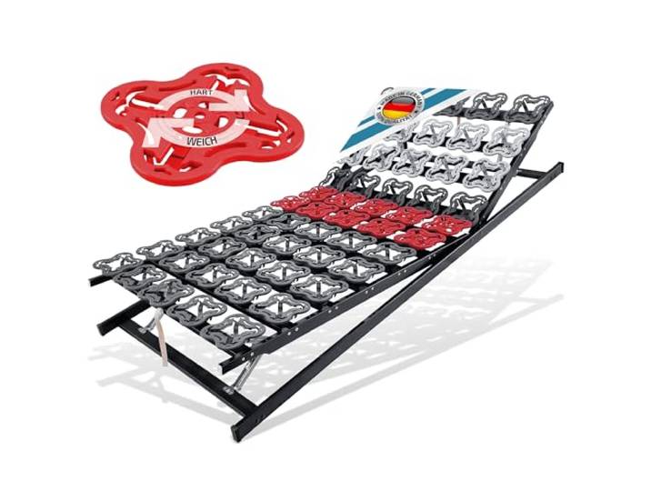 Matratzen Perfekt Tellerlattenrost 80x200cm 12,5cm Hoch Verstellbar Fertig montiert 55 ergonomische Tellermodule Härtegrad-Regulierung 5-Zonen belastbar bis 200 kg