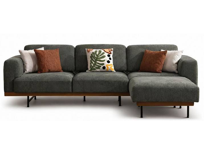 JVmoebel Ecksofa Ecksofa L-Form Weiß Stoff Modern Gemütlich Praktisch Grün Details, 1 Teile, Made in Europa