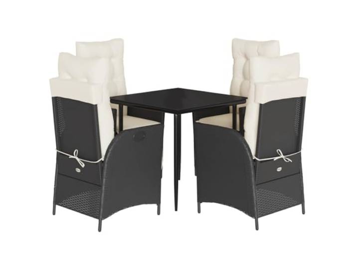 PUGYNBK Esszimmer-Set für den Garten, 5-teilig, synthetisches Rattan, Schwarz
