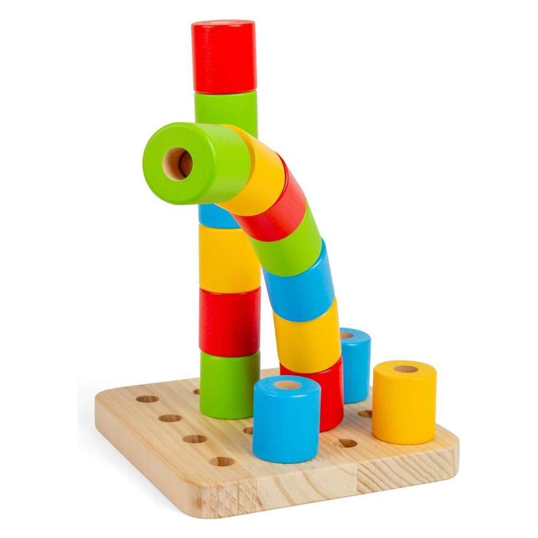 Bigjigs Wackel-Steckbrett aus Holz, 17-tlg. (BJ37007)