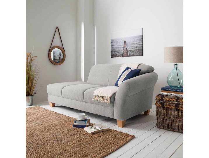 Recamiere Webstoff Grau/Silbergrau Webstoff 194 x 84 x 91cm Armlehne davorstehend rechts Natur