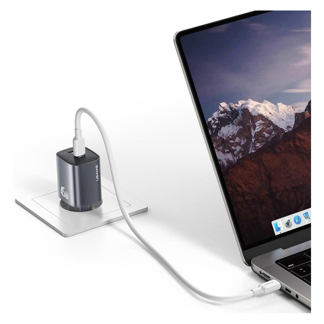 Usams CC305 T66 45W GaN Fast Charger With Dual C Port (EU) Tarnish (45 W, 2 Ports) (CC305TC01)